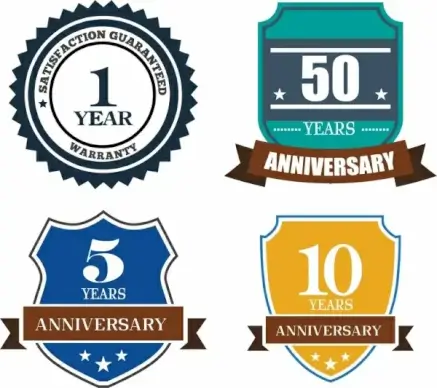 anniversary badge sets various shapes ornament