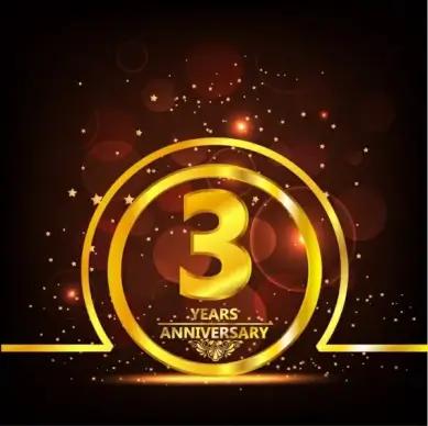 anniversary banner sparkling yellow circle number bokeh lights