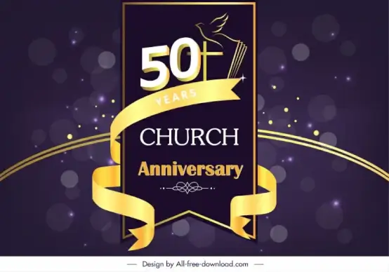 anniversary of a club in church poster template elegant ribbon sketch bokeh light decor