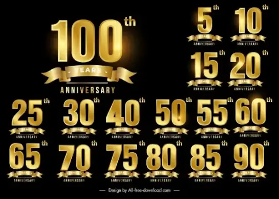anniversary sign templates shiny luxury golden number ribbon