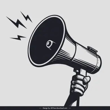 announcement design elements dark classic hand holding megaphone  
