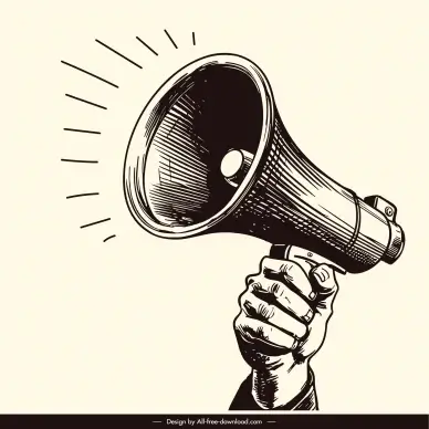 announcement design elements hand holding megaphone handdrawn