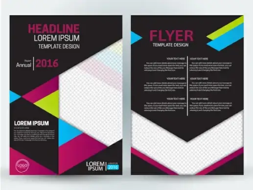 annual finance flyer design with black background