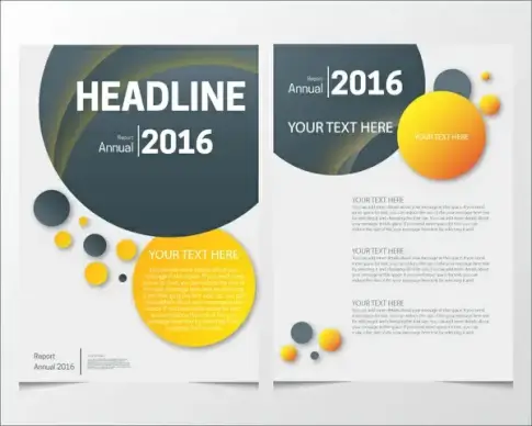 annual report brochure design with various colorful rounds