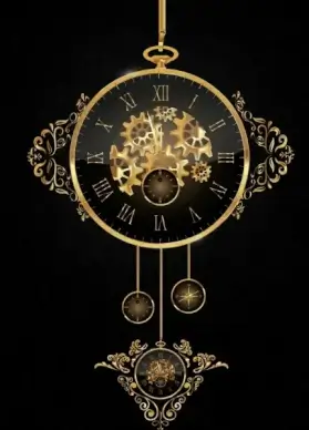 antique clock icon shiny golden decoration