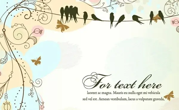 floral swift birds background classical silhouettes ornament