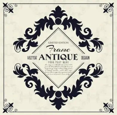 antique frame template flat black symmetric decor