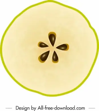 apple fruit icon flat slices horizontal cut sketch