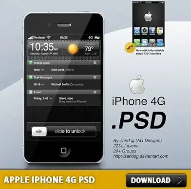 Apple iPhone 4G Free PSD
