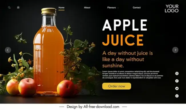 apple juice landing page template elegant contrast design 