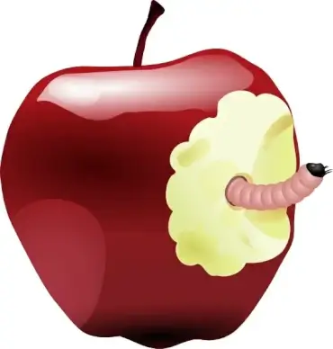Apple With Worm clip art