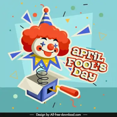 april fools day banner template clown toy geometric shapes
