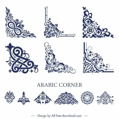 arabic corner design elements collection elegant classic curves symmetry