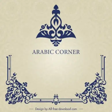 arabic corner design elements symmetric elegant classical 