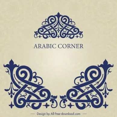 arabic corner design elements symmetrical messy curves