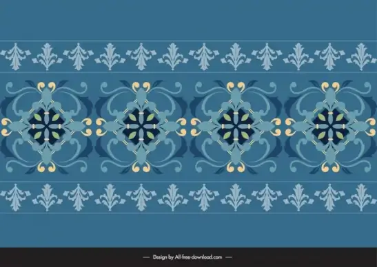 arabic floral seamless border template symmetric curves repeating 