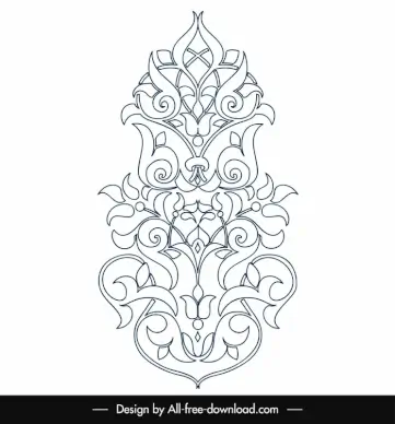 arabic islamic art template black white elegant symmetric floral outline