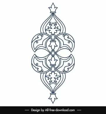 arabic islamic art template elegant black white symmetric floral curves outline