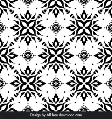 arabic pattern template flat black and white repeating floral sketch