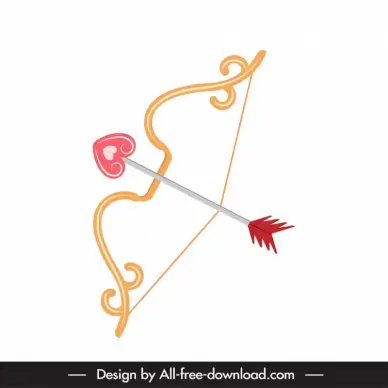 archer valentine icon symmetric bow arrow heart sketch