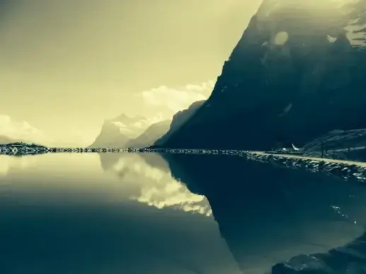 arctic evening fjord iceberg island lake landscape