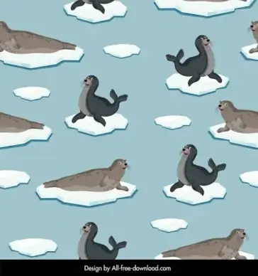 arctic pattern sea calf ice icons repeating design