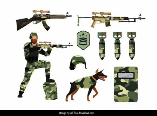 army equipment design elements camouflaged decor