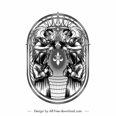 army of heaven sticker template elegant retro symmetric design human imperial elements sketch