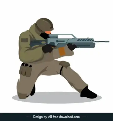 army soldier icon flat cartoon sketch