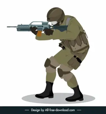 army warrior icon attacking gesture cartoon character sketch