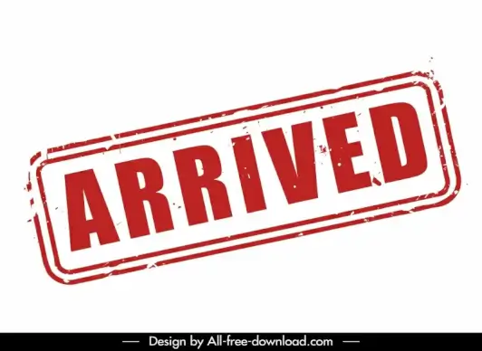 arrived stamp template flat rectangular frame classic