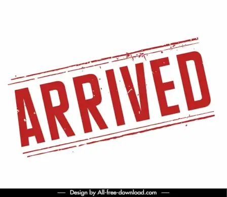 arrived stamp template flat retro text rectangle frame 