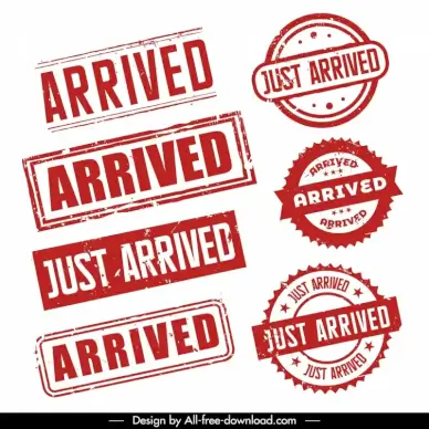 arrived stamp templates collection flat retro shapes
