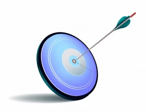 Arrow hit the center of a blue target