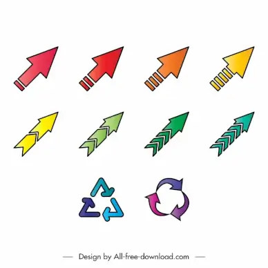 arrow icon sets modern flat elegant shapes sketch
