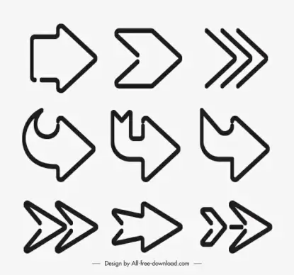 arrow icons templates flat retro shapes