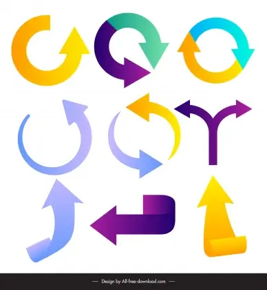arrows sign collection modern flat 3d shapes