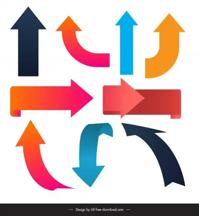 arrows signs templates collection modern 3d flat shapes