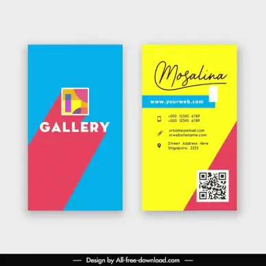 art gallery business card templates elegant flat texts frame 