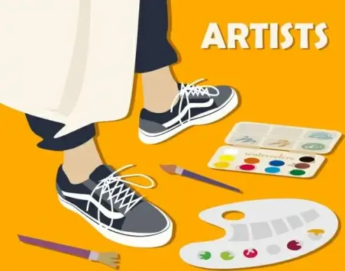 artist work background brush human legs paint icons