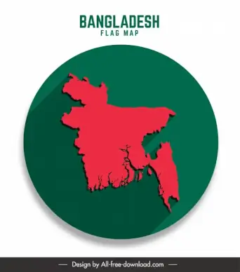 artistic design on bangladesh flag and map flat red green circle sketch