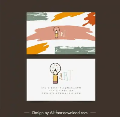 arts crafts business card templates grunge brush pencil 