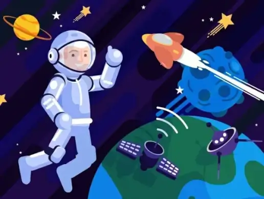 astrology background astronaut planets spaceship icons cartoon design