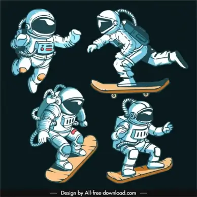 astronaut icons dynamic cartoon character sketch