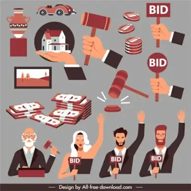 auction design elements assets bidding action elements sketch