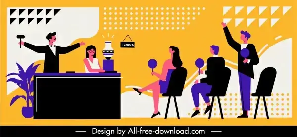 auction event background colorful classic flat design
