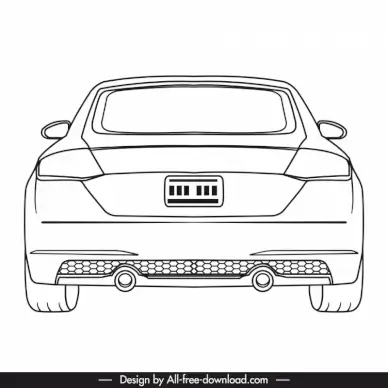 audi tt 2022 car model icon flat black white handdrawn rear view outline  