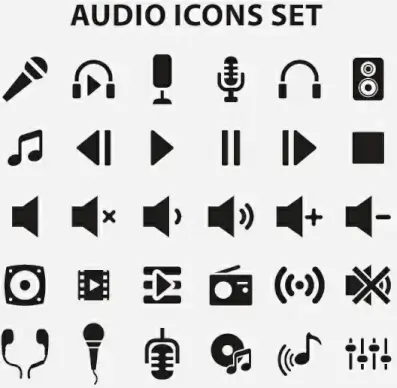 audio icons set