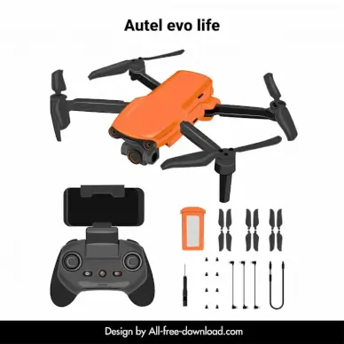 autel evo life drones design elements 3d modern 