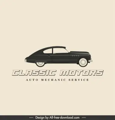auto mechanic service advertising banner flat retro car outline 